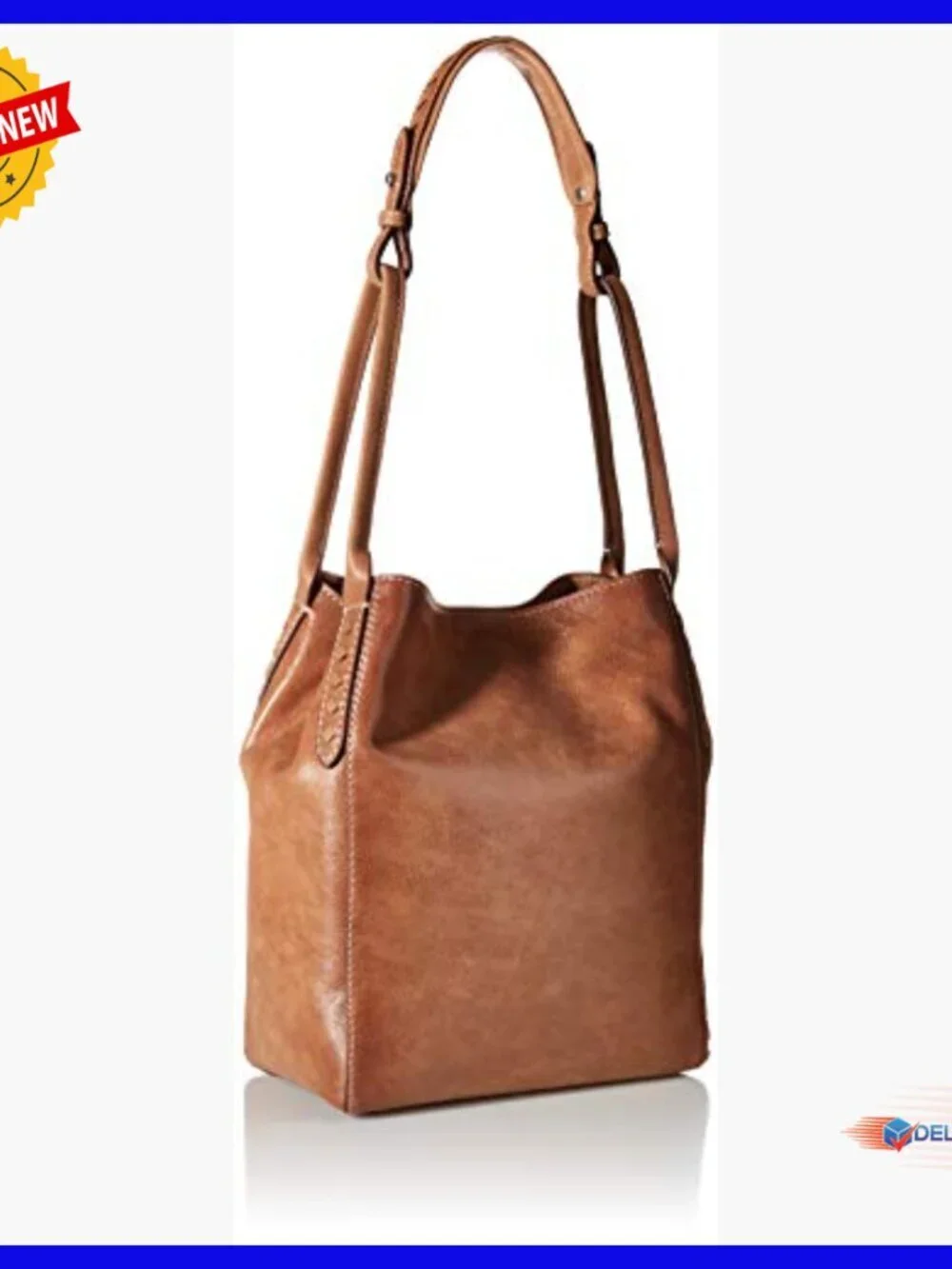 Leather Hobo Bag with Adjustable Strap, 4 Pockets, Magnetic Closure